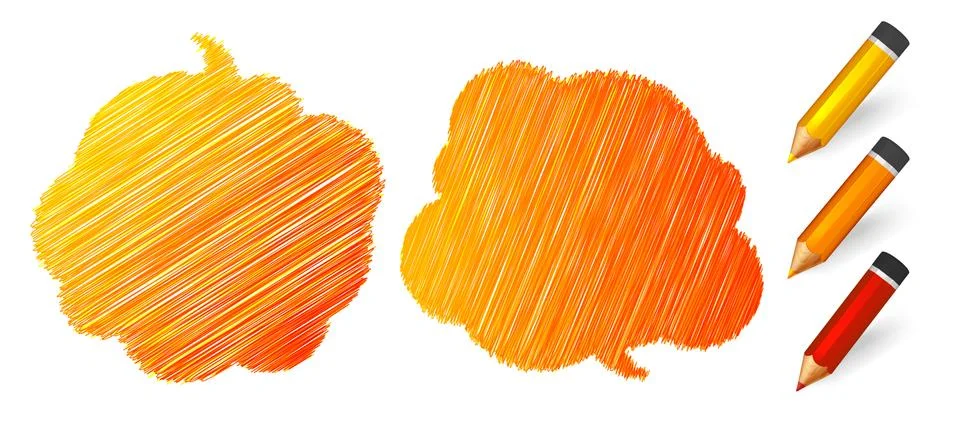 Speech and thought bubbles drawn to pencils Stock Illustration