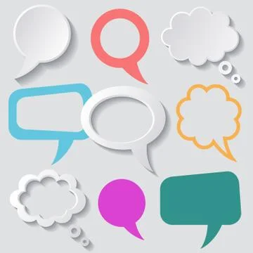 Speech and thought bubbles with shadows vector illustration 스톡 일러스트