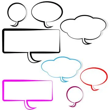 Speech and thought bubbles on white background Stock Illustration