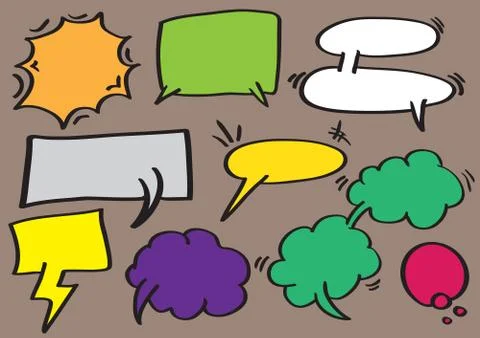 Speech Balloon and Thought Bubbles Vector Cartoon Illustration 스톡 일러스트