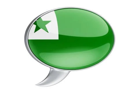 Speech balloon with Esperanto flag, 3D rendering Stock Illustration