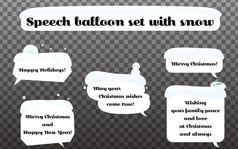 Speech balloon set with snow Stock Illustration