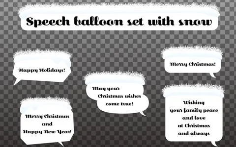 Speech balloon set with snow Stock Illustration