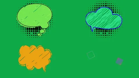 Speech Balloon Sketch Frame animation on green screen comic pop art bubble Stock Footage 334704468