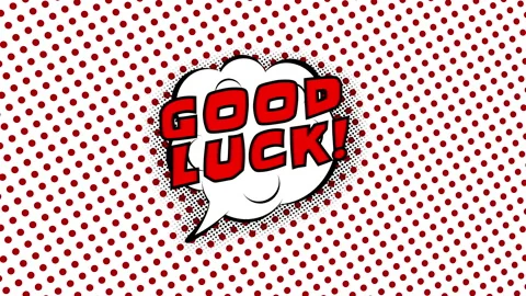 Speech balloon with text Good Luck and halftone background comic style animation Stock Footage 229799849