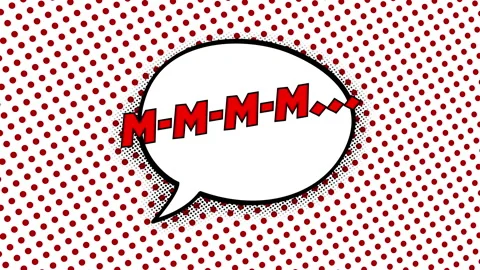 Speech balloon with text M-M-M-M and halftone background, comic style animation Stock Footage 229798262