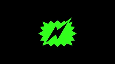 Speech balloon thunderbolt icon green color animation on black background Stock Footage 278860402