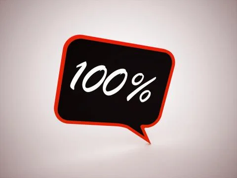 Speech bubble with 100 percent text on them Stock Illustration