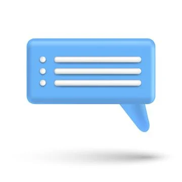 Speech bubble 3d box chat button. Message talk balloon in render style. Vector Stock Illustration