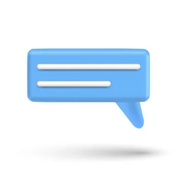 Speech bubble 3d box chat button. Message talk balloon in render style. Vector Stock Illustration