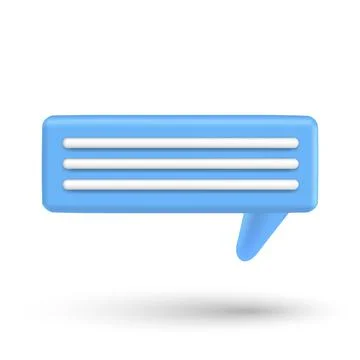 Speech bubble 3d box chat button. Message talk balloon in render style. Vector Stock Illustration
