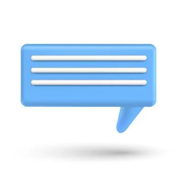 Speech bubble 3d box chat button. Message talk balloon in render style. Vector Stock Illustration