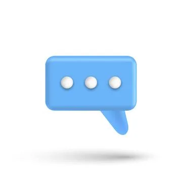 Speech bubble 3d box chat button. Message talk balloon in render style. Vector Illustrazione stock