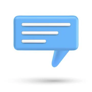 Speech bubble 3d box chat button. Message talk balloon in render style. Vector Stock Illustration