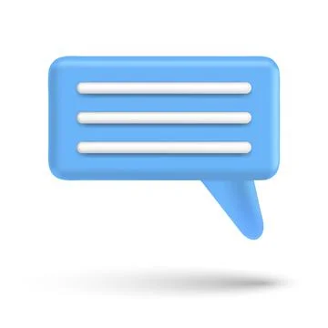 Speech bubble 3d box chat button. Message talk balloon in render style. Vector Stock Illustration