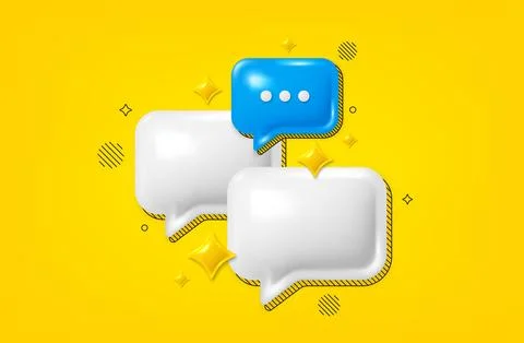 Speech bubble 3d icon. Chat dialog comment with ellipsis icon. Talk message Stock Illustration