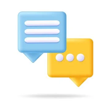 Speech bubble 3d icon message concept. Realistic speech bubble with dots for Stock Illustration