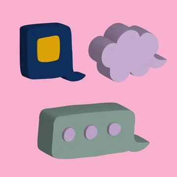 Speech bubble 3d. Talking clouds for chat and messages. Dialog icon set on .. Illustration
