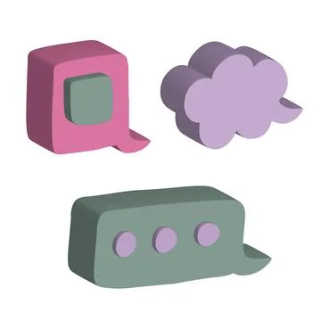 Speech bubble 3d. Talking clouds for chat and messages. Dialog icon set on .. Illustration