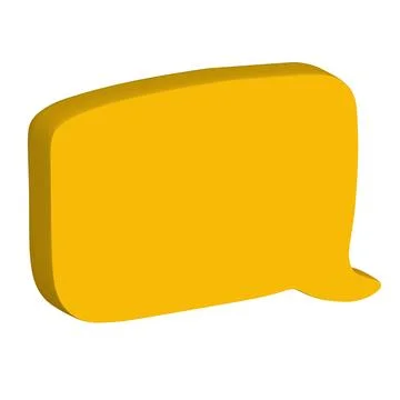 Speech bubble 3d. Yellow talking cloud for chat and messages. Dialog icon o.. Stock Illustration