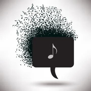 Speech Bubble Abuzz with Musical Notes Stock Illustration