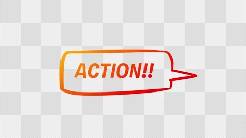 Speech bubble with "Action!!" text seamless animation loop, for engaging content Stock Footage 333976382