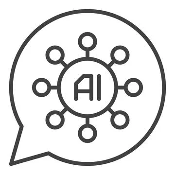 Speech Bubble with AI sign vector Artificial Intelligence outline icon or s.. Stock Illustration