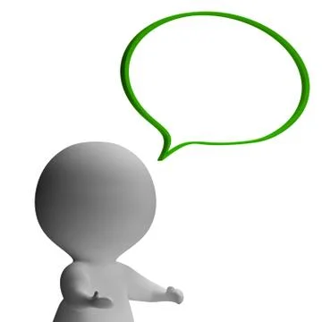 Speech bubble and 3d character showing speaking or announcement Stock Illustration