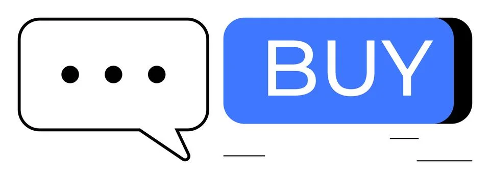 Speech Bubble and Buy Button Representing Online Shopping and Digital Commu.. Stock Illustration