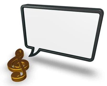 Speech bubble and clef symbol on white background - 3d rendering Illustrazione stock