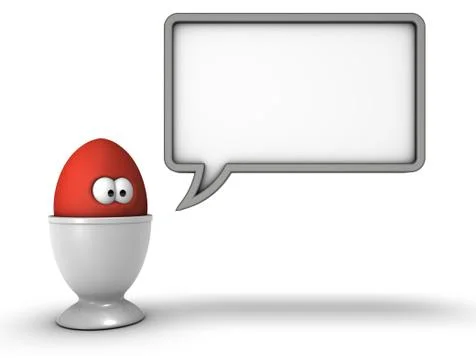 Speech bubble and funny easter egg with eyes in cup - 3d rendering Stock-Illustration
