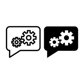 Speech bubble and gear line and glyph icon. Technical message vector 스톡 일러스트