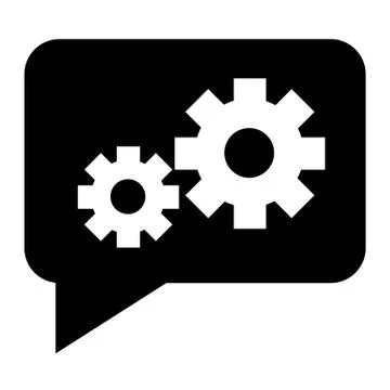 Speech bubble and gear solid icon. Technical message vector illustration 스톡 일러스트