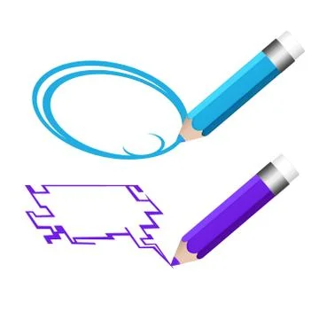 Speech bubble and pencil Illustrazione stock