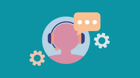 Speech bubble and settings icon, Help center operator 2d with Alpha Matte Stock Footage 335733901