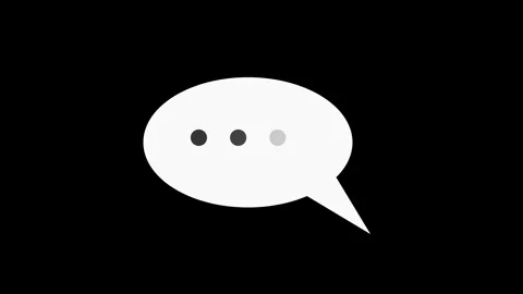 Speech bubble animation with loading dots on black background Stock Footage 346490754