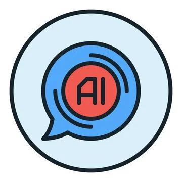 Speech Bubble with Artificial Intelligence vector AI colored round icon or .. Stock Illustration