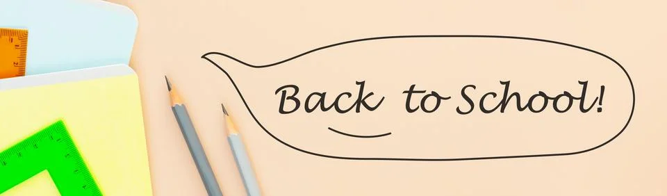 Speech Bubble with Back to School Text with School Supplies Border Ilustración de archivo