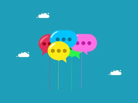 Speech bubble balloons floating in the sky. vector illustration Stock Illustration