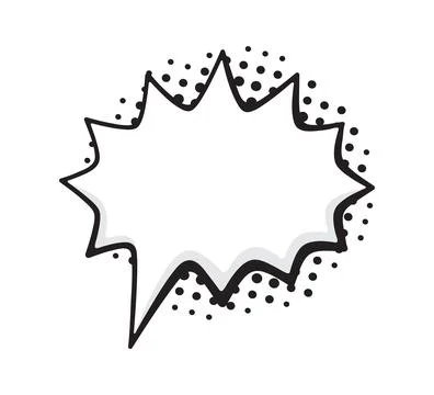Speech bubble barbed shape with dots rays in pop art style. Comic style Stock Illustration