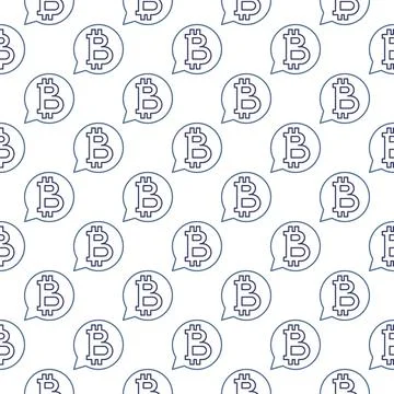 Speech Bubble with Bitcoin vector Cryptocurrency seamless pattern in outlin.. Illustrazione stock