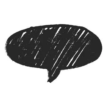 Speech bubble black chalk or crayon texture oval silhouette, vector cartoon Stock Illustration