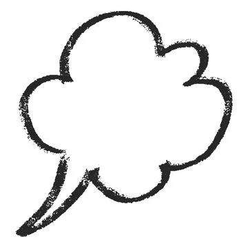 Speech bubble black chalk outline blank, dialogue cloud shape, vector charcoal 스톡 일러스트