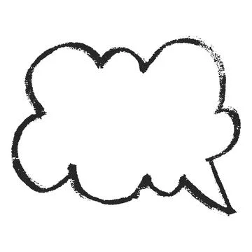 Speech bubble black chalk outline blank, vector dialogue cloud shape, graphite Stock Illustration