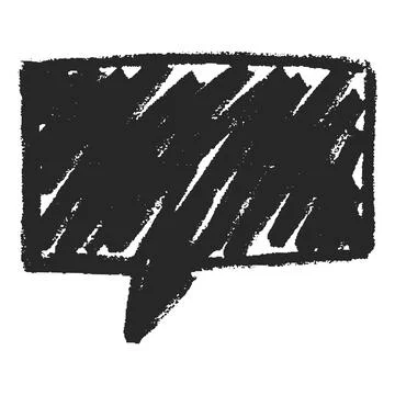 Speech bubble black chalk silhouette, vector charcoal or crayon communication Illustrazione stock