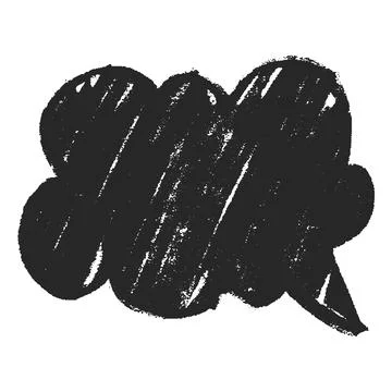 Speech bubble black chalk texture silhouette, dialogue cloud shape, vector text Illustrazione stock
