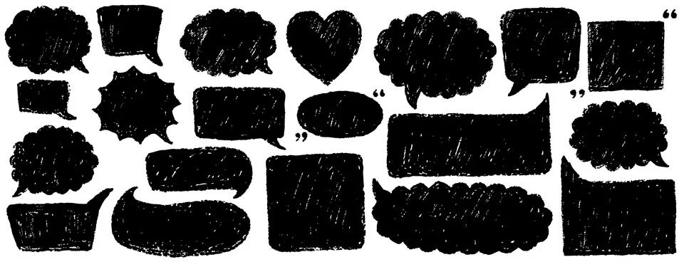 Speech Bubble black grange set. Talk bubble. Cloud speech bubbles collection. Illustrazione stock