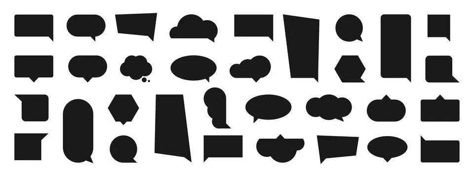 Speech bubble black icon set or blank balloons. イラスト素材