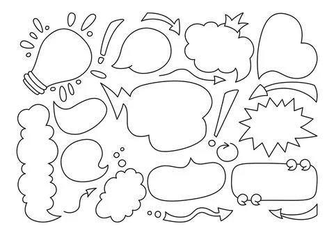 Speech bubble black line set dialog cloud vector イラスト素材