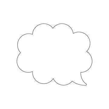 Speech bubble with black outline isolated on white background Illustrazione stock